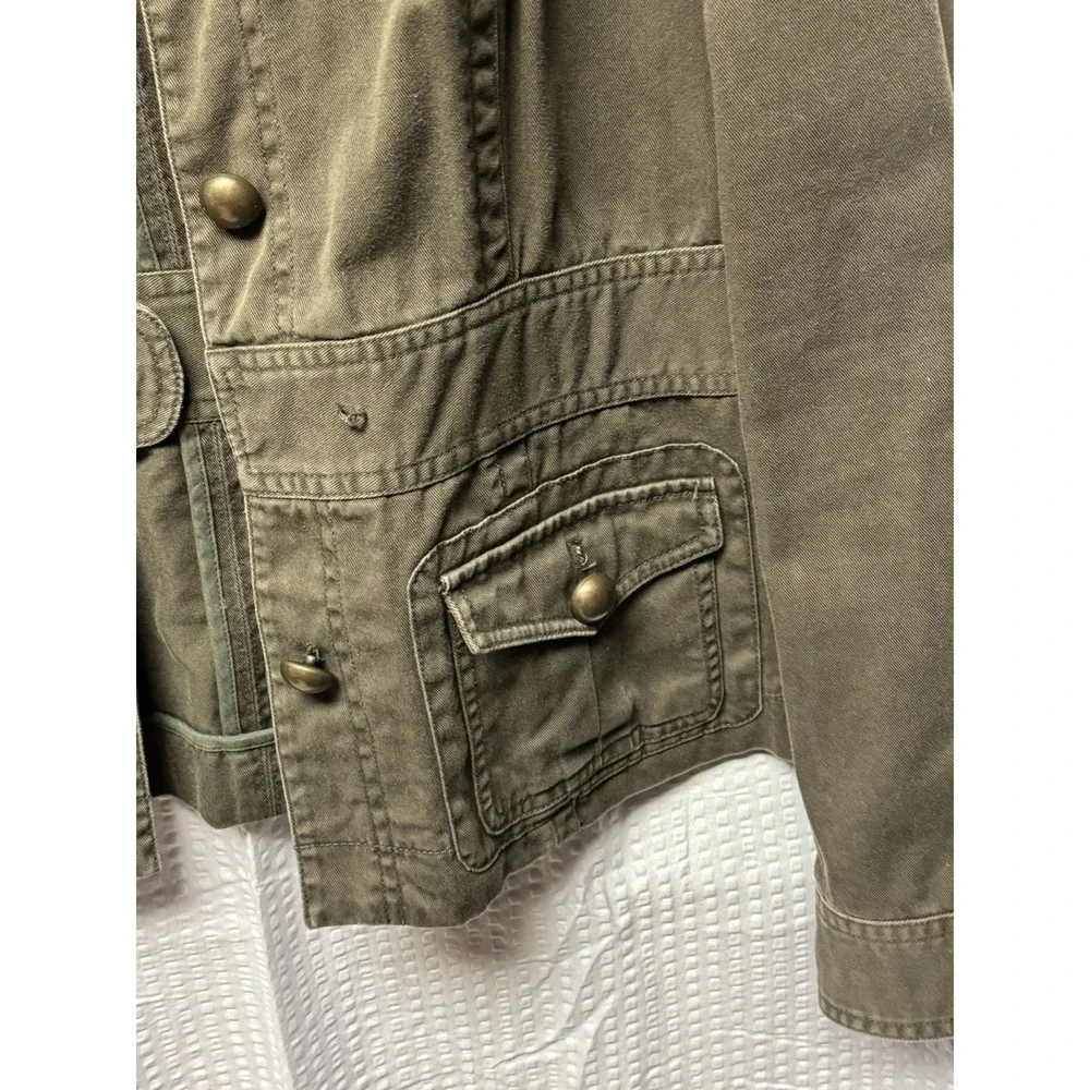 Women's Harolds‎ 100% Cotton Olive Green Utility Jacket Bronze Button Size M